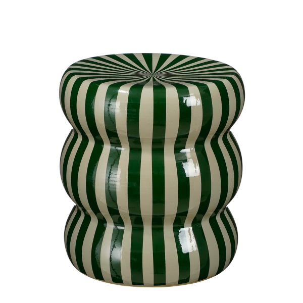 Skipper Bijzettafel - H40 x Ø35 cm - Keramiek - Groen
