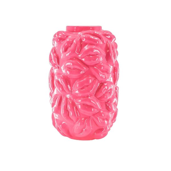 Vaas - Kisses - Keramiek - Neon Roze - 17x17x27cm