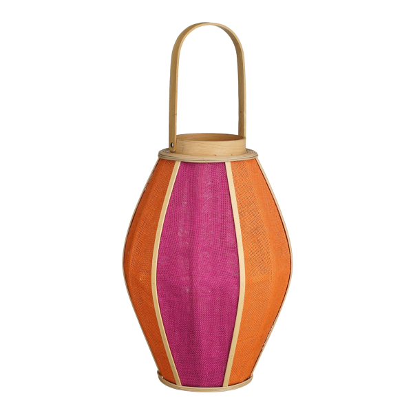 Roger Lantaarn - H45 x Ø32 cm - Jute - Fuchsia, Oranje