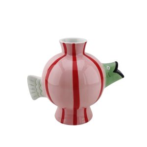 Vaas - Fish -Dolomite -Pink/Mint/Red -21.5x13x17cm
