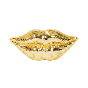 Ornament - disco -lippen - glas - goud - 29x10x13,5 cm