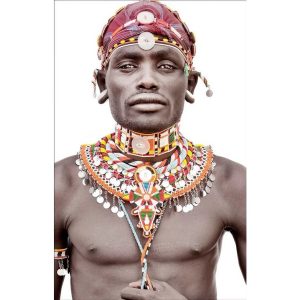 Gobelin geweven wandtapijt 80/120 Samburu Man Wit WH1747 Uitgerekt