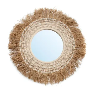 De Raffia Kauri Spiegel - Natuurlijk Wit