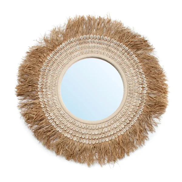 De Raffia Kauri Spiegel - Natuurlijk Wit