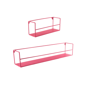 Wandplank - Metaal - Neon Pink - Set van 2 - 40 | 80x14x16cm
