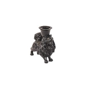 Kaarshouder - Pommeren - Polyresin -Zwart- 11,7x5,5x12cm