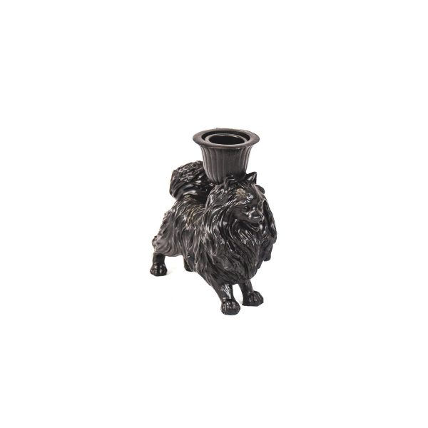 Kaarshouder - Pommeren - Polyresin -Zwart- 11,7x5,5x12cm