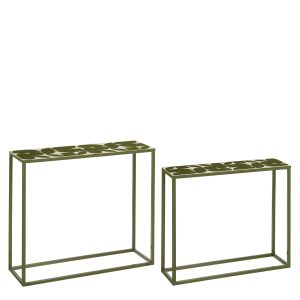Bologna Bijzettafel Buiten - Set van 2 - L78 x B24 x H68 cm - Metaal - Groen