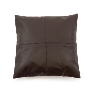 De leren kussenhoes met vier panelen - Choco - 40x40