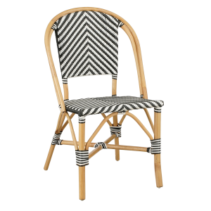 Mandox Bistrostoel - L51 x B57 x H90 cm - Rotan - Zwart, Wit
