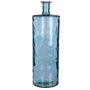 Guan Fles Vaas - H75 x Ø25 cm - Gerecycled Glas - Blauw