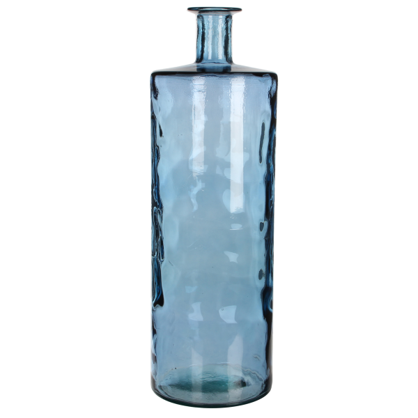 Guan Fles Vaas - H75 x Ø25 cm - Gerecycled Glas - Blauw