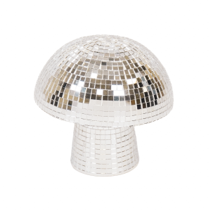 Ornament - Disco- paddestoel - glas -Silver -14x14x14cm