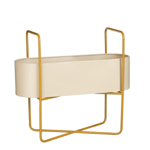 Shandy Staande Plantenbak - L54 x B23 x H48 cm - Metaal - Off White, Lichtbruin
