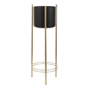 Sverre Bloempot op Standaard - H81 x Ø27 cm - Zwart, Goud