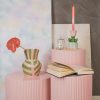 VASE-STRIKS-steengoed -groen/ roze- 16x16x22cm - Afbeelding 3
