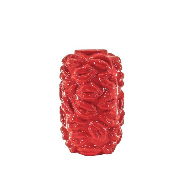Vaas - Kusjes - Keramiek - Rood - 17x17x27cm