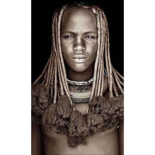 Gobelin geweven wandtapijt 75/125 Himba Girl Namibië WH1871 Uitgerekt