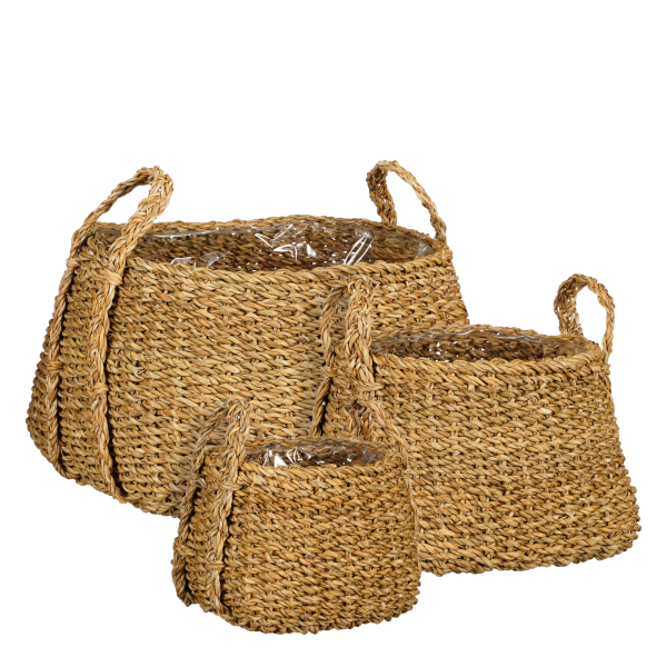 Plantenmand - Set van 3 - H25 x Ø35 cm - Bruin