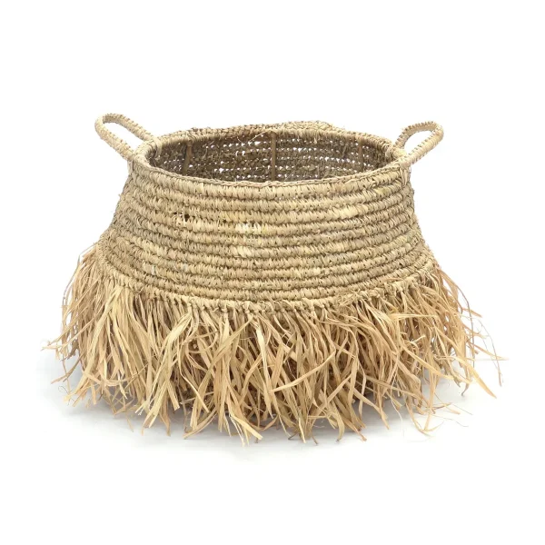 De raffia luxe manden - natuurlijk - medium