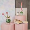 VASE-TULIPS- Dolomiet-lichtroze/ groen-12,5x12,5x16cm - Afbeelding 2