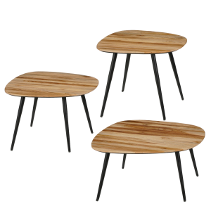 Jailey Bijzettafel - Set van 3 - L62 x B52 x H34 cm - Gerecycled Hout - Bruin