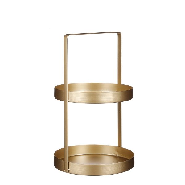 Etagère 2-Laags - H41 x Ø25 cm - Metaal - Goud