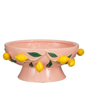 Melika Decoratie Schaal - H16 x Ø39 cm - Keramiek - Lichtroze
