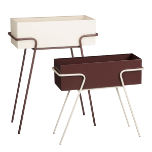 Plantenbak op Poten - Set van 2 - L54 x B23 x H70 cm - Metaal - Donkerbruin/Beige