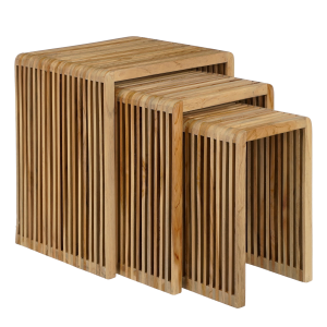 Yonker Bijzettafel - Set van 3 - L44 x B34 x H50 cm - Gerecycled Hout - Bruin