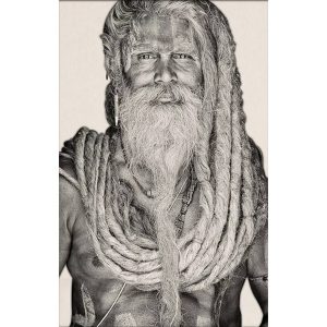 Gobelin geweven wandtapijt 75/125 Gangadas Baba Zwart/Wit WH2023 Gespannen
