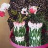 VASE-TULIPS- Dolomiet-lichtroze/ groen-12,5x12,5x16cm - Afbeelding 4