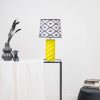 Tafellamp - keramiek - neon geel - E27- 12x12x28cm - Afbeelding 2