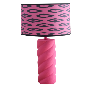 Tafellamp - keramiek - neon roze - E27- 12x12x28cm