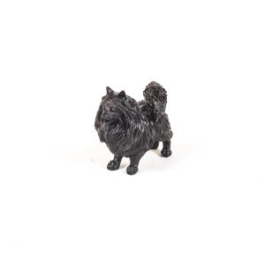 Ornament - Pommeren Hond - Polyresin - Zwart - 23x10x18cm