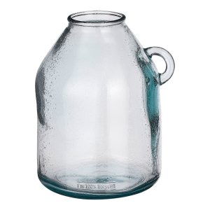 Sitia Fles Vaas - H26 x Ø21 cm - Gerecycled Glas - Lichtblauw