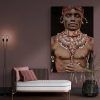 Gobelin geweven wandtapijt 120/180 Samburu Man Zwart WH1767 uitgerekt op een draagbalk - Afbeelding 2