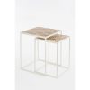 Odile Bijzettafel voor Buiten - Set van 2 - L38 x B38 x H48 cm - Metaal - Bruin, Wit - Afbeelding 5