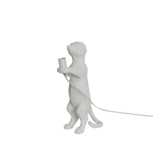 Lamp - Meerkat - Polyresin - Wit - 15x10x38cm