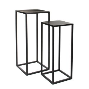 Goa Bijzettafel - Set van 2 - L30 x B30 x H70 cm - Metaal - Zwart