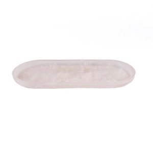 Het ovale bord van hars - roze wit