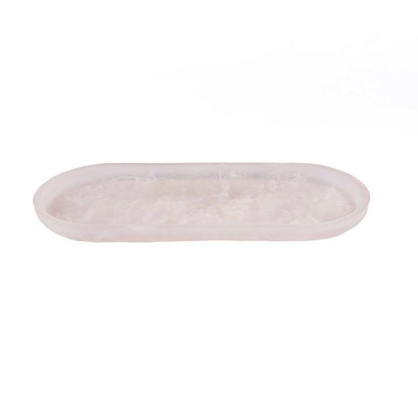 Het ovale bord van hars - roze wit