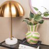 VASE-STRIKS-steengoed -groen/ roze- 16x16x22cm - Afbeelding 2
