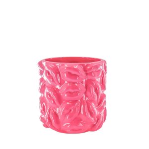 Pot - Kisses - Keramiek - Neon Roze - 17,5x17,5x17,5cm