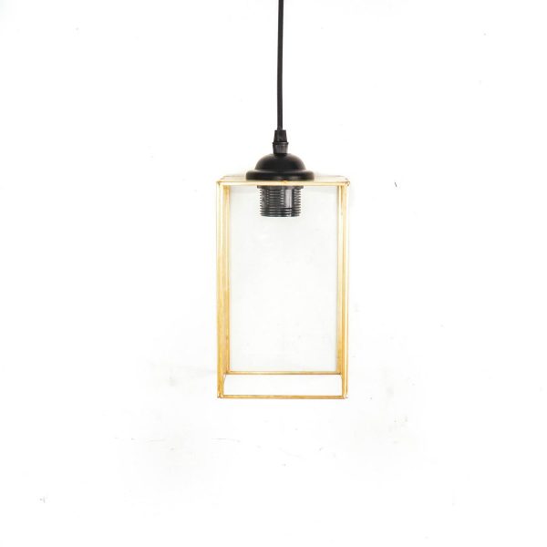 Lamp - Hanglamp - Metaal/Glas - Goud - 12x12x25cm