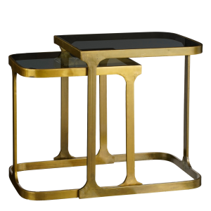 Kevin Bijzettafel - Set van 2 - L48 x B37 x H52 cm - Metaal - Goud