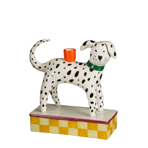 Kandelaar Hond - L26 x B11 x H27 cm - Keramiek - Wit