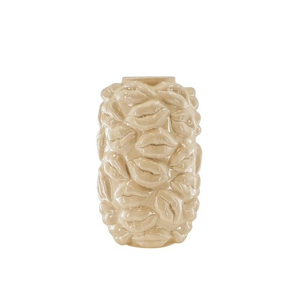 Vaas - Kusjes - Keramiek - Beige - 17x17x27cm