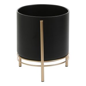 Sverre Bloempot op Standaard - H29 x Ø25 cm - Zwart, Goud