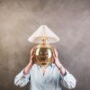 LAMP - TAK LAMP DISCO BALL - GLAS -GOLD - 20x20X20CM - Afbeelding 5